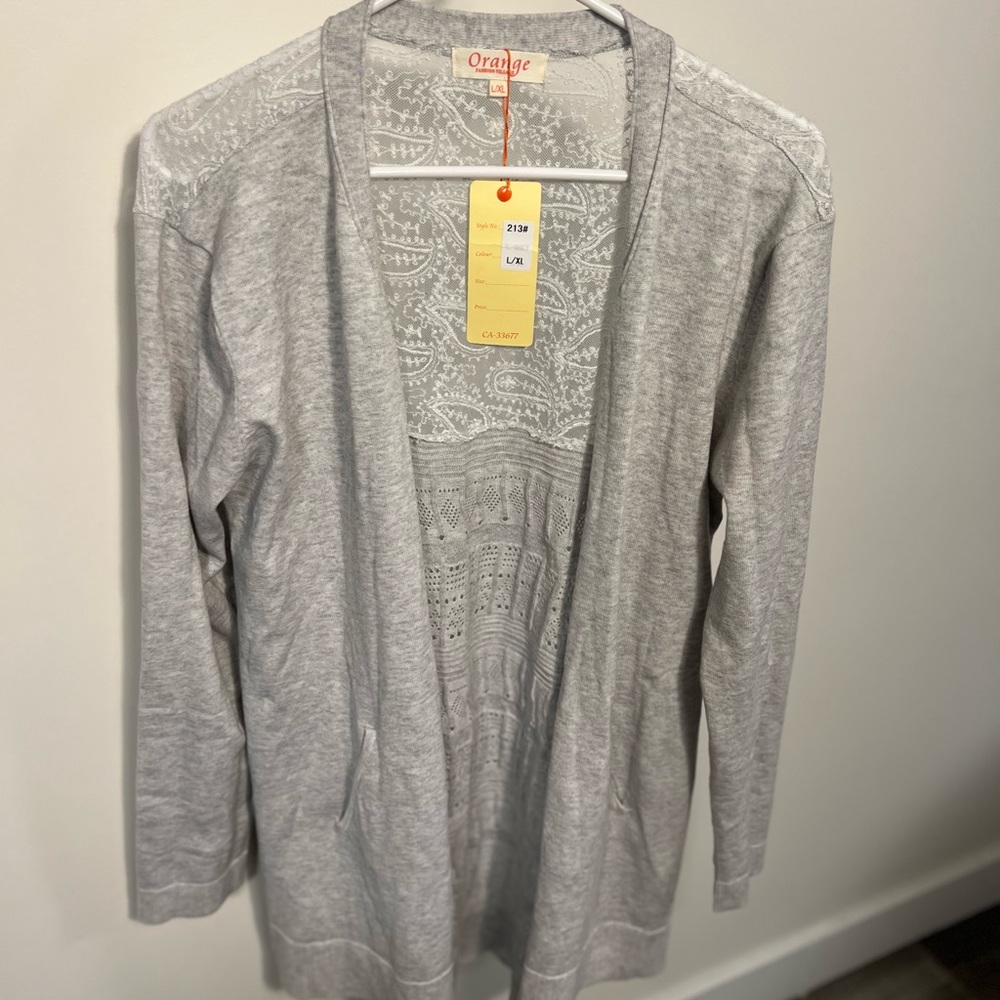 NWT Orange Brand Lace Open Cardigan Large